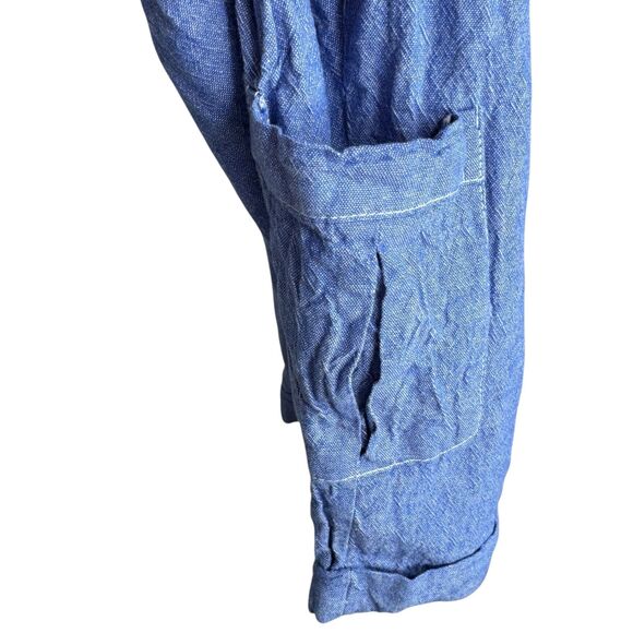 Artigianato Ricami Unisex Faux denim embroidered shorts overalls Size 2 - Picture 14 of 14